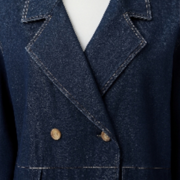 Free People XL Oversized Denim Car Jacket — Double-Breasted, Deep Pockets - Picture 6 of 16